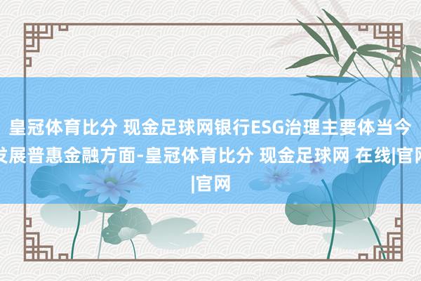 皇冠体育比分 现金足球网银行ESG治理主要体当今发展普惠金融方面-皇冠体育比分 现金足球网 在线|官网